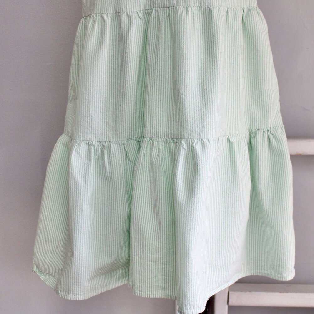 DUFFIELD LANE Green White Striped Annika Tiered Above the Knee Dress sz Medium - Picture 7 of 10